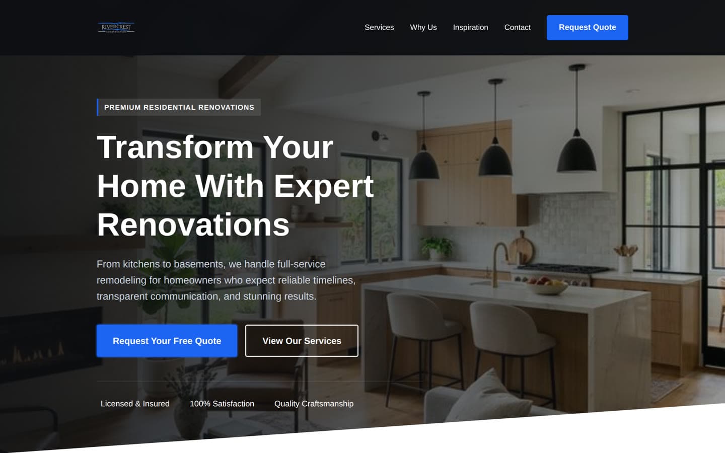 Rivercrest Construction homepage